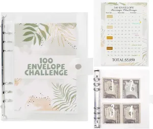 100 Envelopes Money Challenge Binder - Pre-numbered Pockets, Tracker, Savings Book for Easy Money Management, 100 Days Challenge