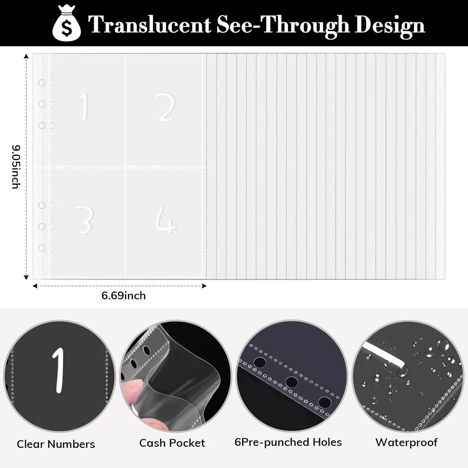 100 Envelopes Money Saving Challenge Binder, A5 Savings Challenges Book with Envelopes & Challenge Tracker, Money Saving Binder 100 Pocket Pre-numbered, Motivational Process to Save $5050,Black
