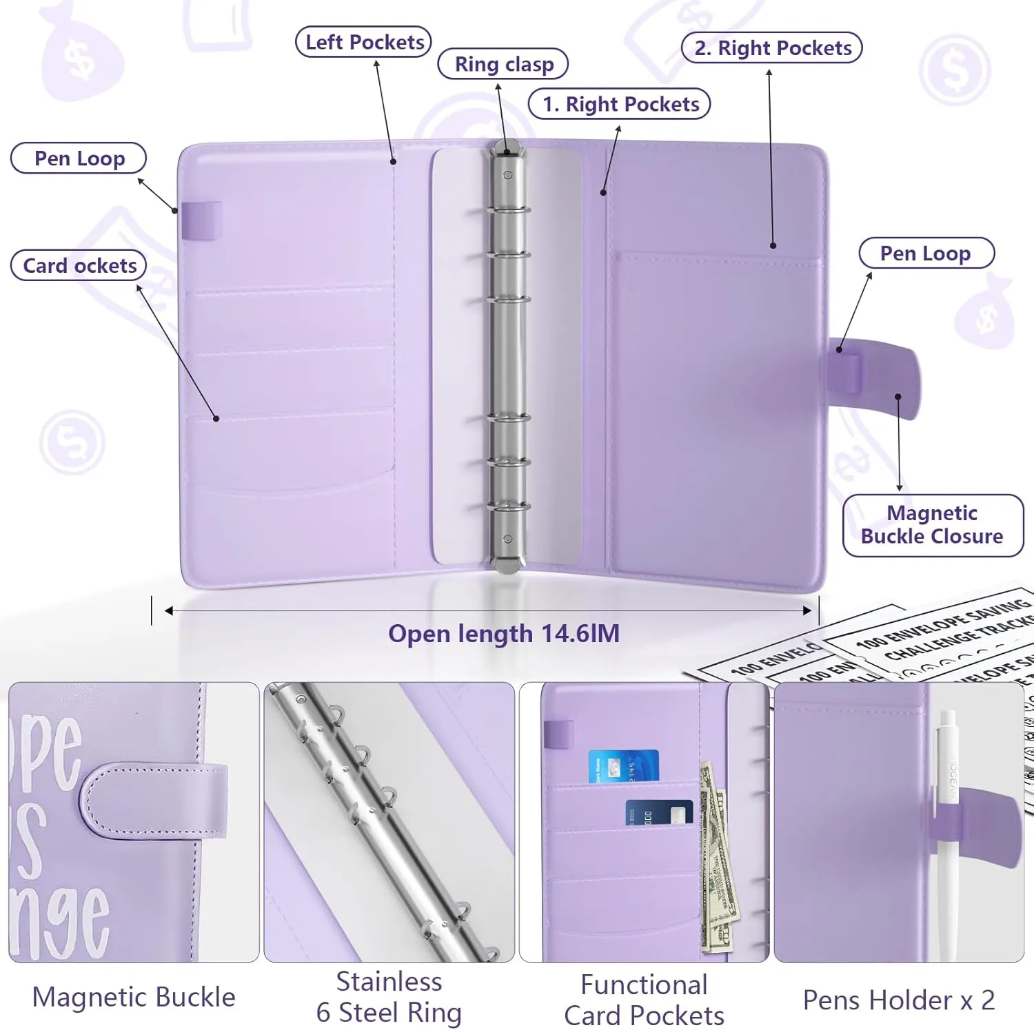 100 Envelopes Money Saving Challenge Book - Fun Budget Binder for Saving $5,050 (Red)
