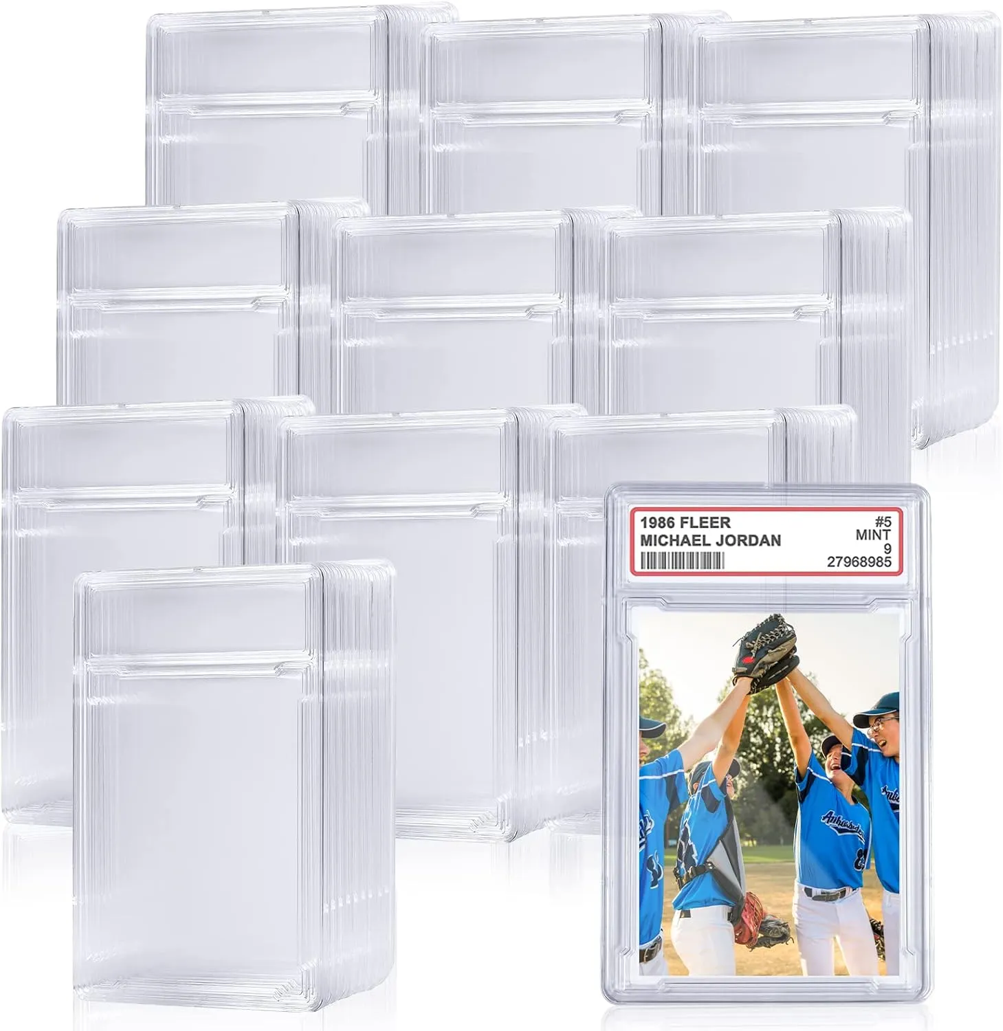 100 Pieces Baseball Card Holder with Label Positon Clear Graded Card Sleeves Acrylic Trading Card Protectors Case for Standard and Graded Cards Hard Card Holder Case for Game Sports Card (100 Pcs)