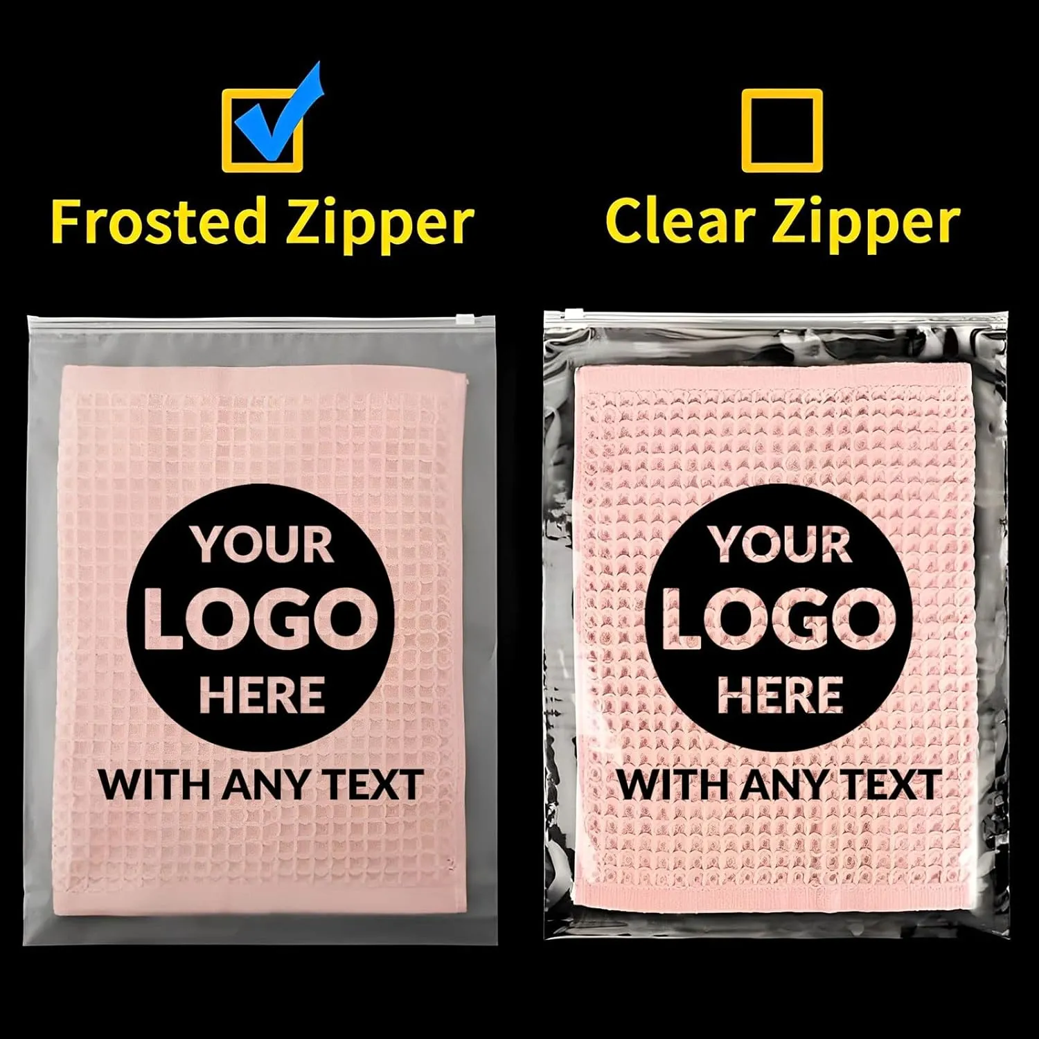 100 SALIFECO Custom Plastic Bags with Logo, Zip Slider Bags with Air Holes, Resealable Zipper Bags for Packaging Products, Packaging Bags for Business Selling Shipping (7.9"x11.8", Frosted)