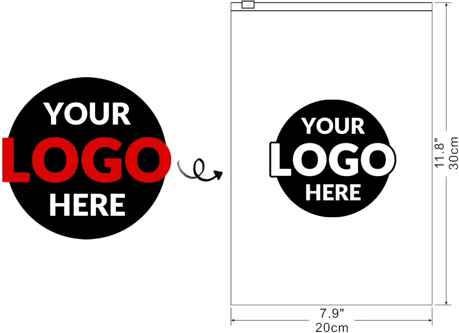 100 SALIFECO Custom Plastic Bags with Logo, Zip Slider Bags with Air Holes, Resealable Zipper Bags for Packaging Products, Packaging Bags for Business Selling Shipping (7.9"x11.8", Frosted)
