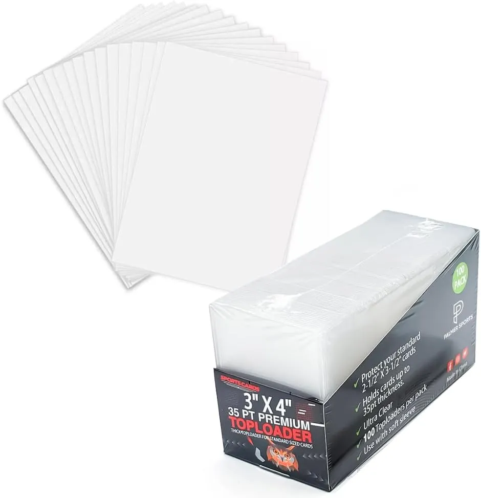 100 Trading Card Sleeve – 3''x4'' Toploaders for Cards Hard Plastic – Card Top Loaders, Baseball Card Holder, Card Protector Sleeves for Sports & Game Cards