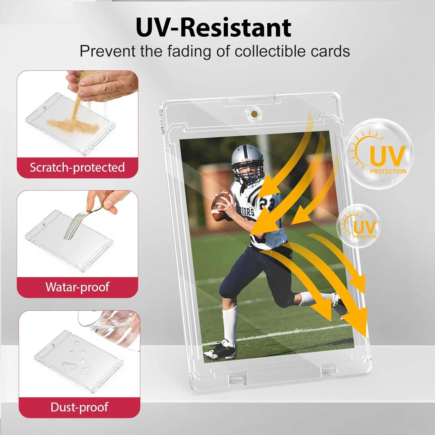 100ct Magnetic Card Holder, 35pt One Card Touch Holders for Trading Cards, U-V Protection Card Display Case Protectors Sleeves Hard Plastic Cover for Sports Game