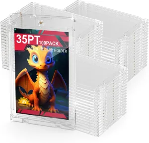 100ct Magnetic Card Holder, 35pt One Card Touch Holders for Trading Cards, U-V Protection Card Display Case Protectors Sleeves Hard Plastic Cover for Sports Game