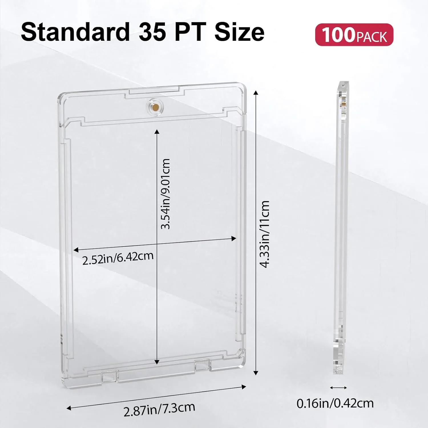 100ct Magnetic Card Holder, 35pt One Card Touch Holders for Trading Cards, U-V Protection Card Display Case Protectors Sleeves Hard Plastic Cover for Sports Game