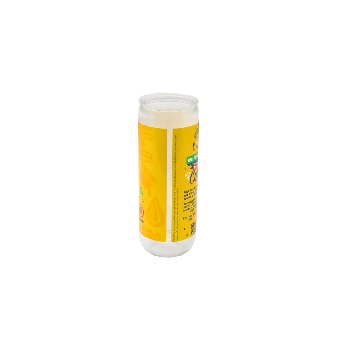 12oz SLEEK Clear PET Labeled Cans   Ends