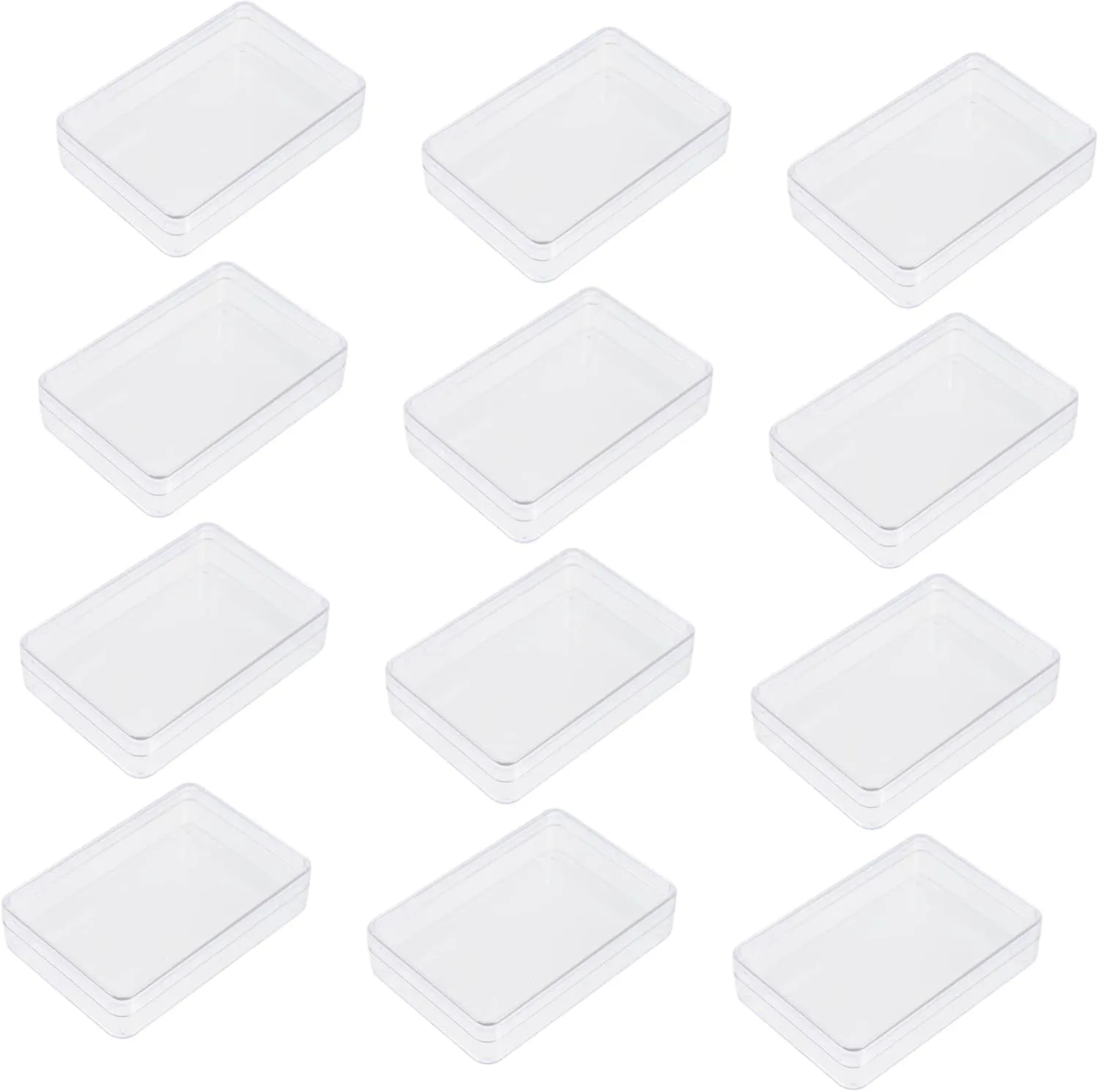 12pcs Clear Plastic Poker Card Storage Boxes Compact Rectangular Holders for Organizing Cards Beads for Easy Carrying and Storing