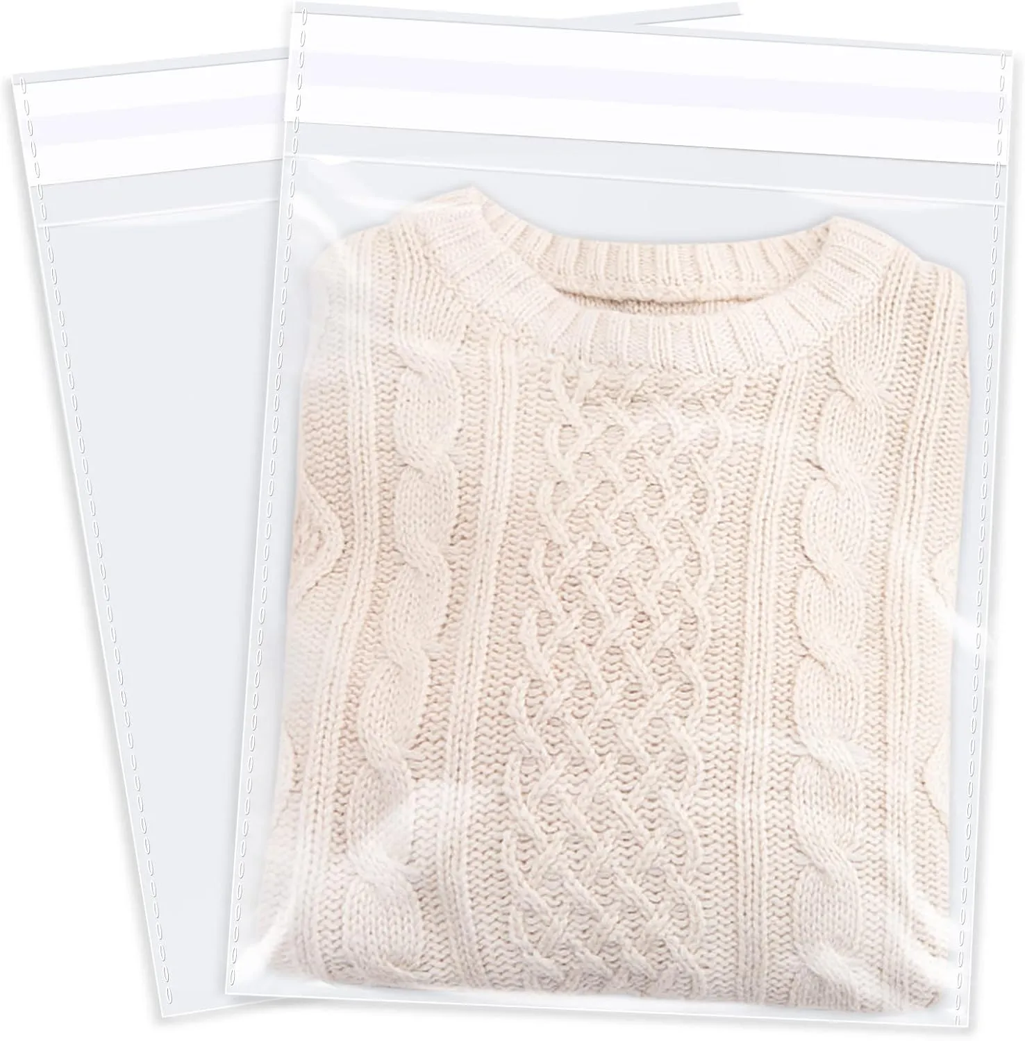 12" x 18" (100 Count) Clear Cellophane Bags - Self Sealing Cello Plastic Poly Bags- for Clothing, T-Shirts, Pants