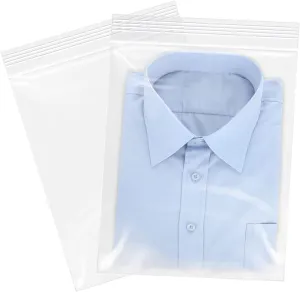 12" x 18"(100 Count) Large Zip Plastic Poly Bags - 2 Mil Clear Reclosable Zipper Bags for Prints, Photos, Documents, Clothing, T-Shirt, Storage