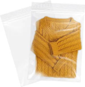 12" x 18"(1000 Count) Large Zip Plastic Poly Bags - 2 Mil Clear Reclosable Zipper Bags for Prints, Photos, Documents, Clothing, T-Shirt, Storage