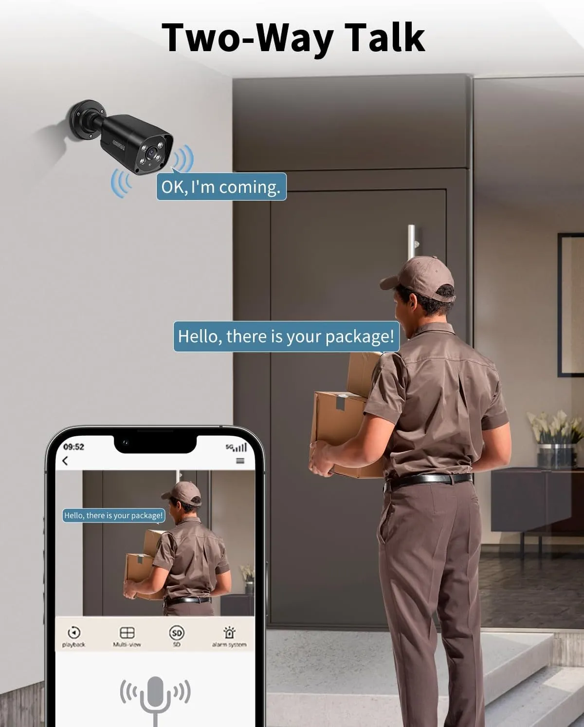 《130° Wide Angle & 2-Way Audio》Outdoor Wired Security Camera System, Black 8MP IP Cameras,Home Video Surveillance