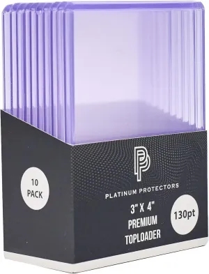 130pt Toploaders Trading Card Protectors (50-Count) - Clear Hard Plastic Top Loader Sleeves for Jersey Patch, Relics, RPA, Autos, etc