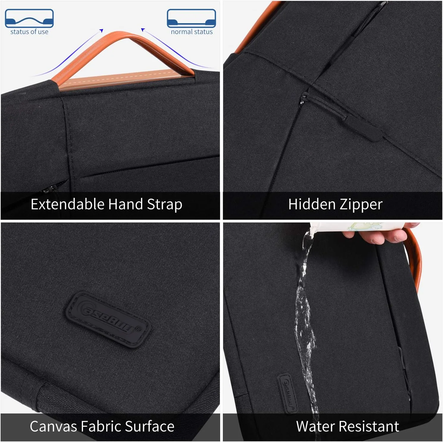 14 inch Laptop Case Sleeve Computer Bag for HP 14 Laptop/Pavilion 14/Stream 14, DELL XPS 15/Inspiron 14/Latitude 14, Lenovo IdeaPad 3 14, Acer Swift X, ASUS VivoBook 14 Case -Black