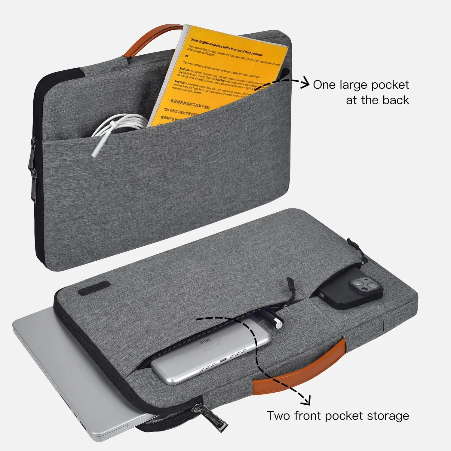 14 Inch Laptop Sleeve Case for HP 14 Laptop/HP Pavilion 14 / EliteBook, Lenovo ideaPad 14, ASUS Vivobook 14, Dell Inspiron 14, 14-in Computer Travel Bag -SpaceGrey
