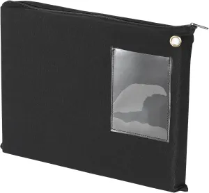 14×11Inch Large Black Bag with Zipper Black Bank Deposit Bag with Grommet Interoffice Mailer Canvas Transit Sack for Documents Money Passport (black)