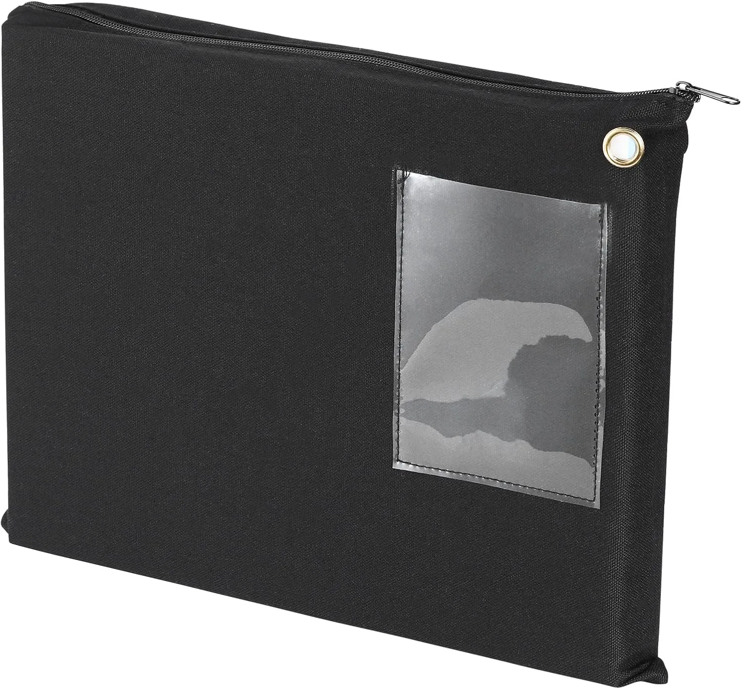 14×11Inch Large Black Bag with Zipper Black Bank Deposit Bag with Grommet Interoffice Mailer Canvas Transit Sack for Documents Money Passport (black)