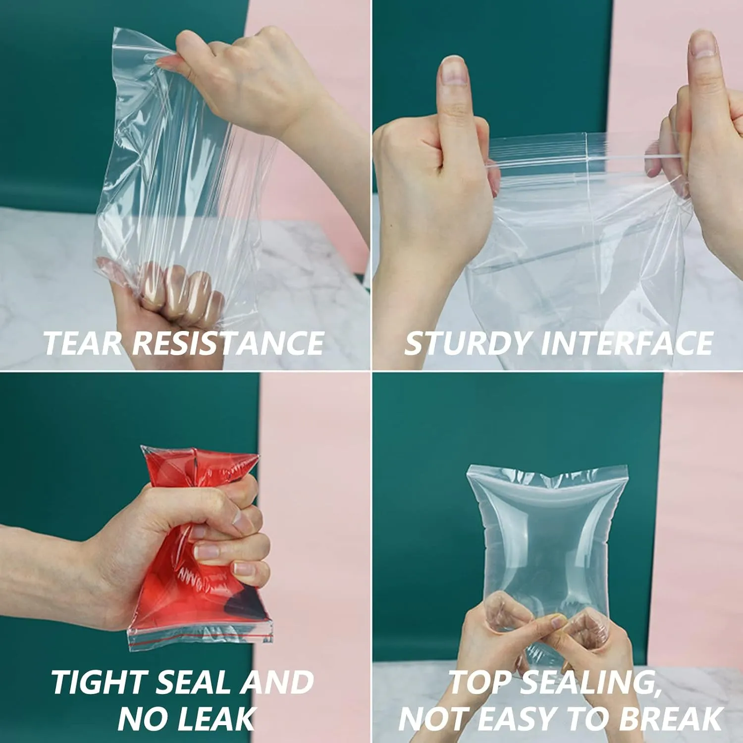 14" x 20" (100 Count) Zip Plastic Poly Bags - Resealable Bags with Lock Seal Zipper for Packaging & Clothing