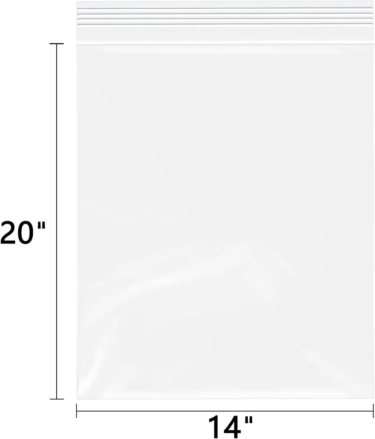14" x 20" (100 Count) Zip Plastic Poly Bags - Resealable Bags with Lock Seal Zipper for Packaging & Clothing