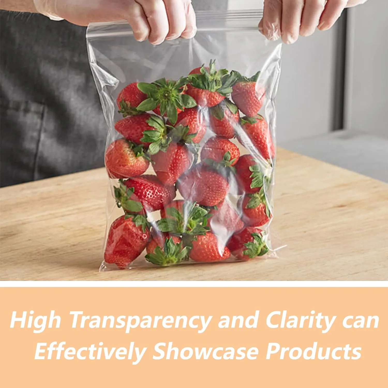 14" x 20" (100 Count) Zip Plastic Poly Bags - Resealable Bags with Lock Seal Zipper for Packaging & Clothing