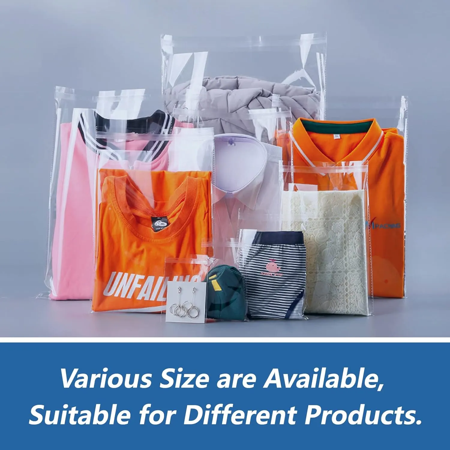 14" x 20" (200 Count) Large Cellophane Bags - Self Sealing Cello Plastic Poly Bags- for Clothing, T-Shirts, Pants