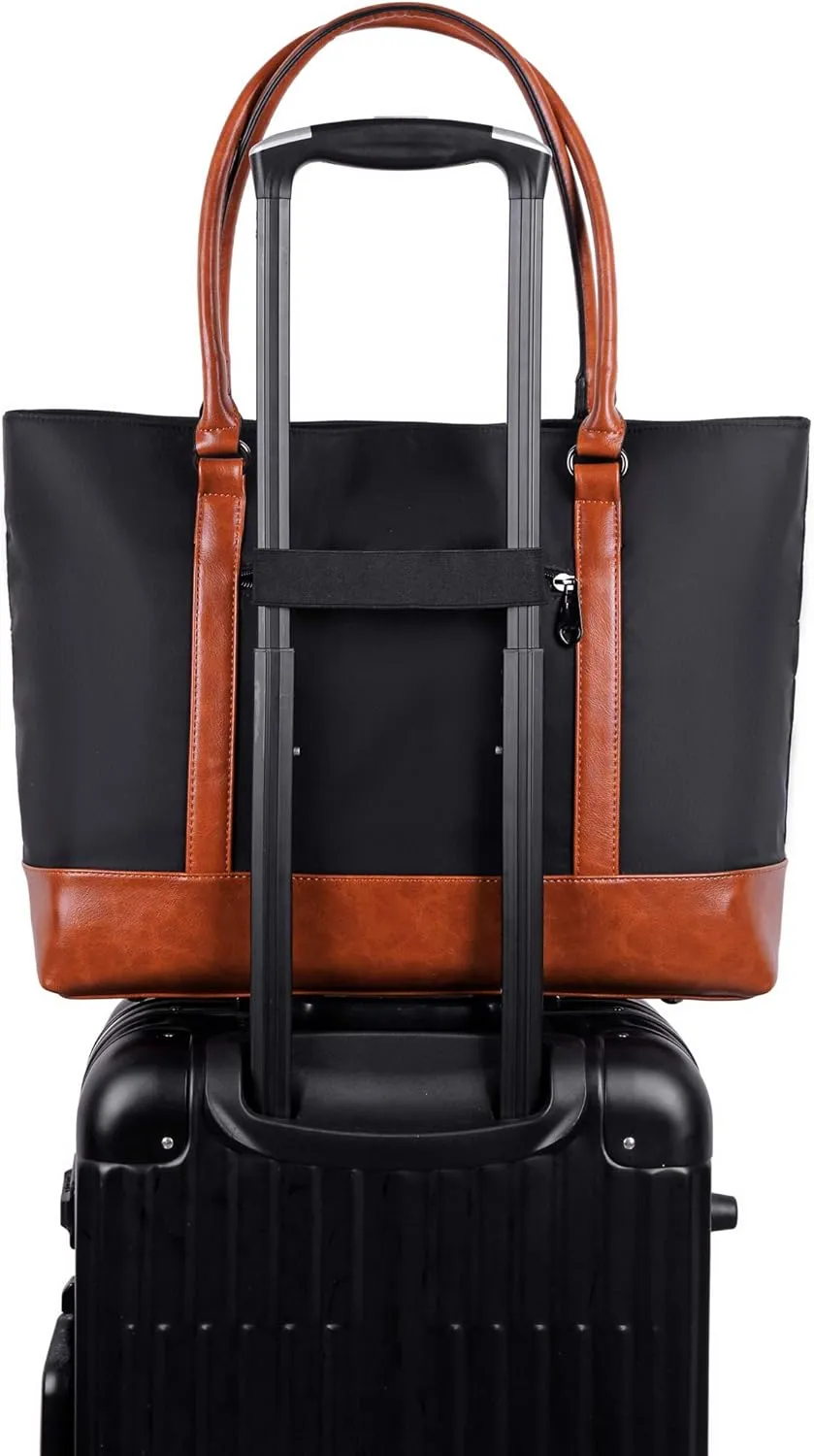 15.6 USB Laptop Tote Bag: Waterproof with 15 Pockets Large Work Bag Teacher Bag Fits 15.6 inch Laptop for women with Purse