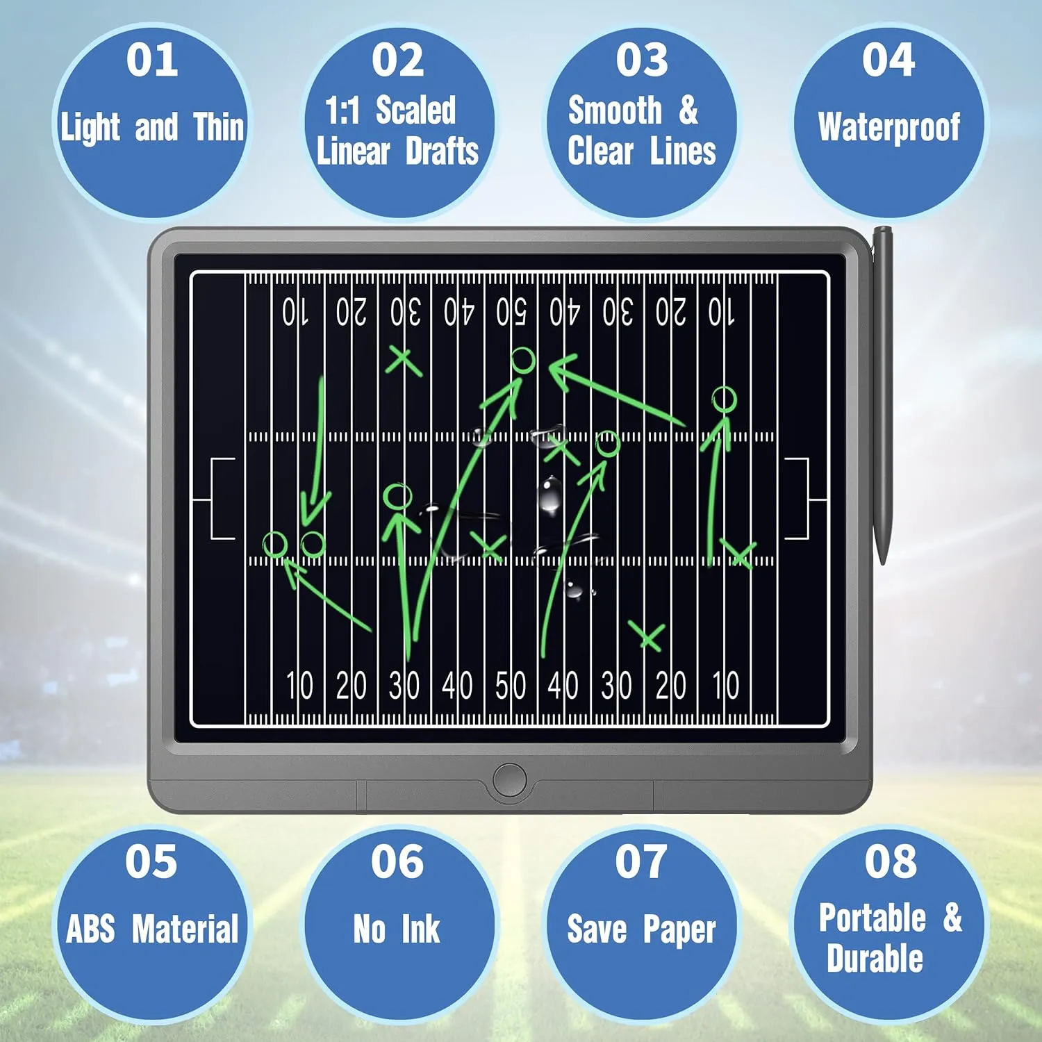 15in LCD Electronic Basketball/Baseball/Soccer/Footbal/Hockey/Tennis Coach Board, Digital Strategy Tactic Marker Board with Stylus Pen for Sports Training, Education, Coach Gift