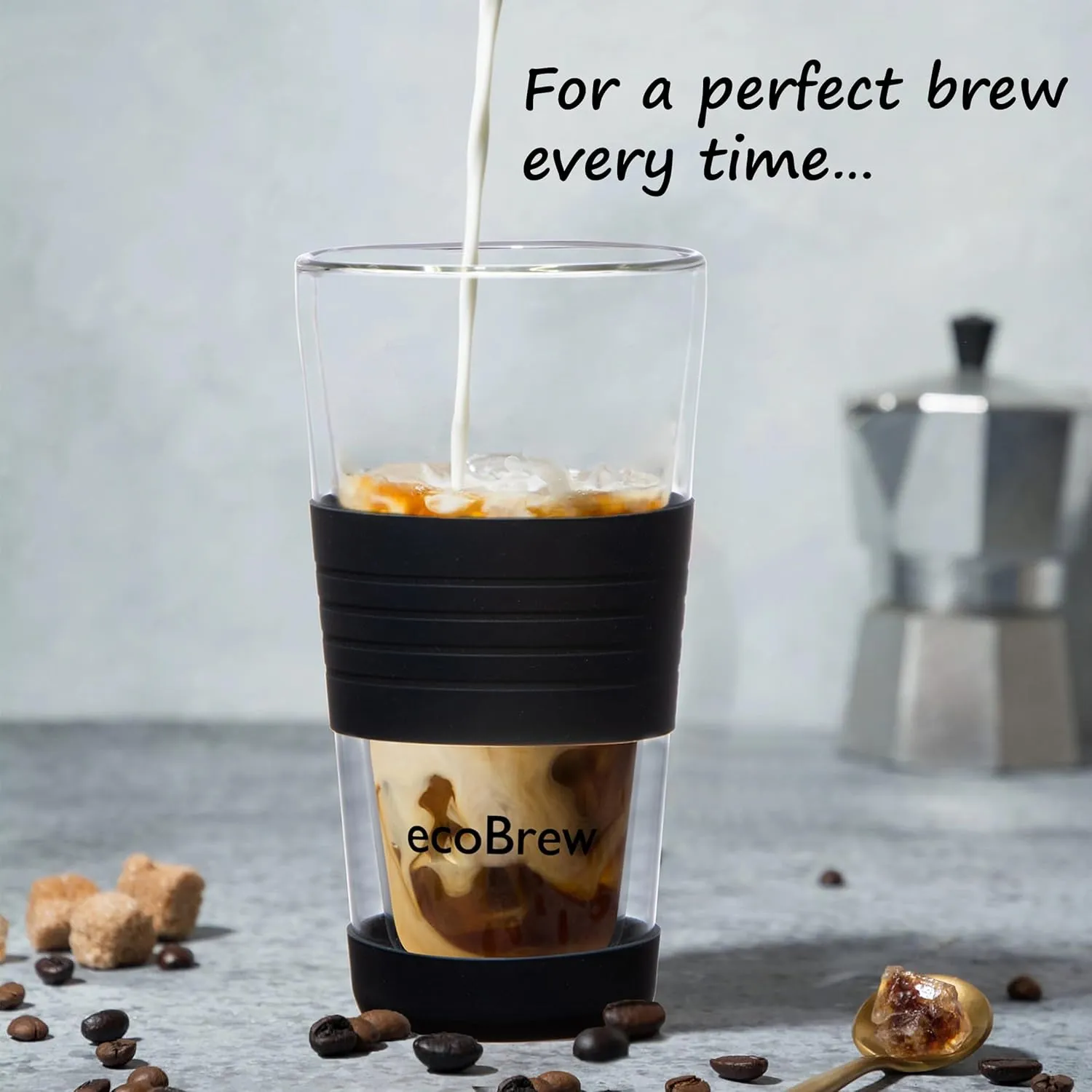 16oz Double Wall All Glass Tumbler with Lid, Glass Travel Mug, Dishwasher Safe & Microwavable Clear Coffee Tumbler To Go, Reusable Ceramic Cup with Lid, Black