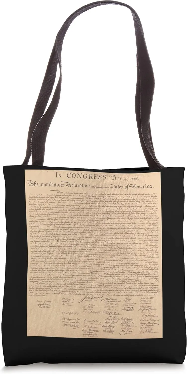 1776 Declaration Of Independence Signatures Document Graphic Tote Bag