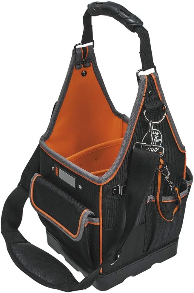 17" Electricians Tool Tote, 20 Pockets, Black, Orange