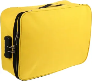 1pc Document Bag Certificate Storage Bag Portable Certificate Bag Lock For Storage Travel Purses Travel Organizer Bags Large Storage Bags Key Cationic Fabric Yellow
