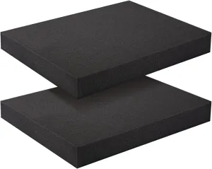 2-Pack Packing Foam Sheets - 16x12x2 Customizable Polyurethane Insert Pads for Tool Case Cushioning, Crafts (Black)