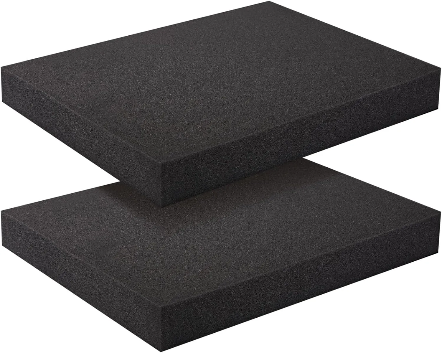 2-Pack Packing Foam Sheets - 16x12x2 Customizable Polyurethane Insert Pads for Tool Case Cushioning, Crafts (Black)
