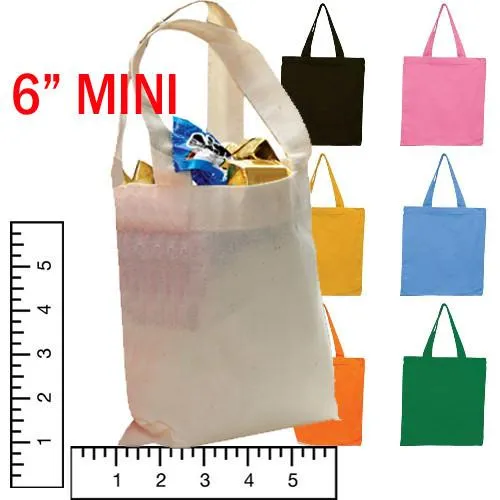 24 ct Mini Cotton 6 in Tote Bags - Pack of 24