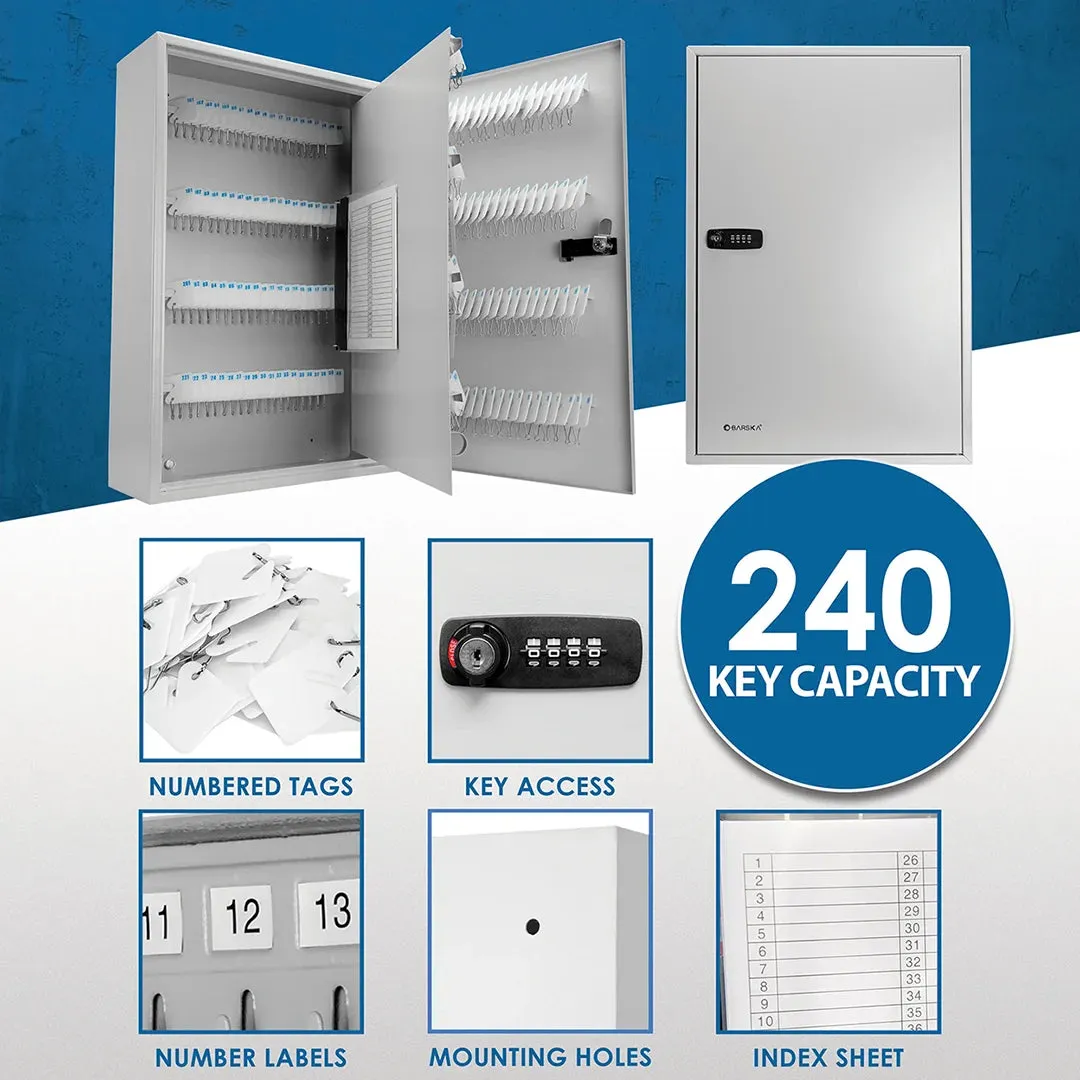 240 Capacity Fixed Position Key Cabinet with Combination & Key Lock, White Tags | CB13600