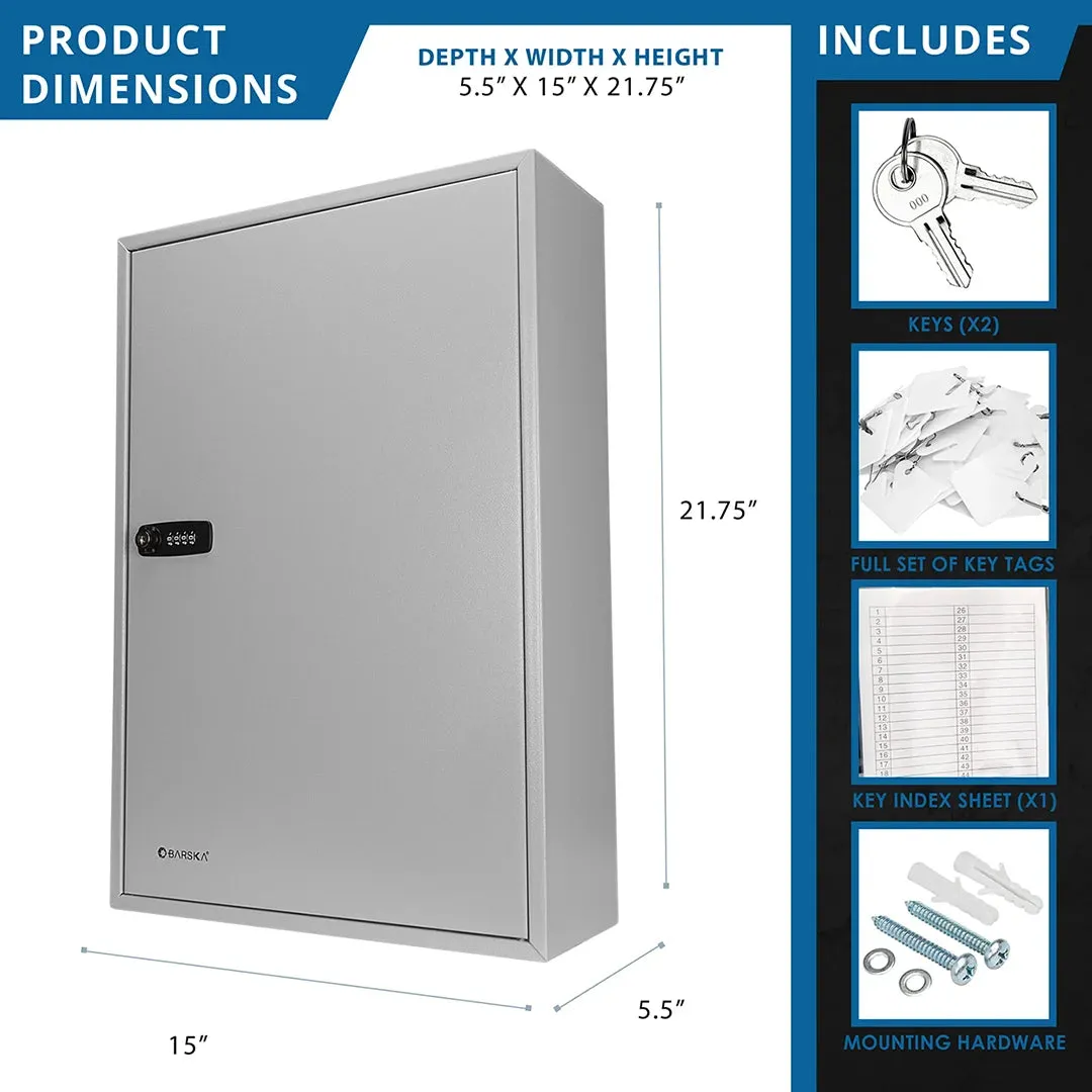 240 Capacity Fixed Position Key Cabinet with Combination & Key Lock, White Tags | CB13600