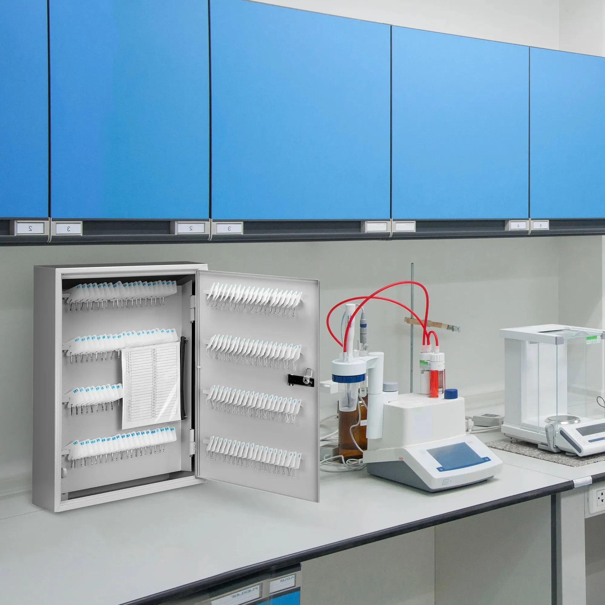 240 Capacity Fixed Position Key Cabinet with Combination & Key Lock, White Tags | CB13600