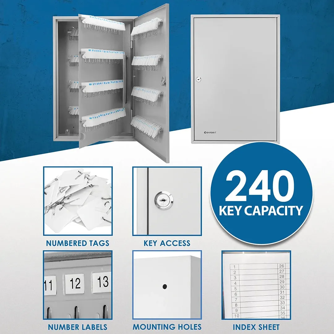 240 Capacity Fixed Position Key Cabinet with Key Lock, White Tags | CB12494