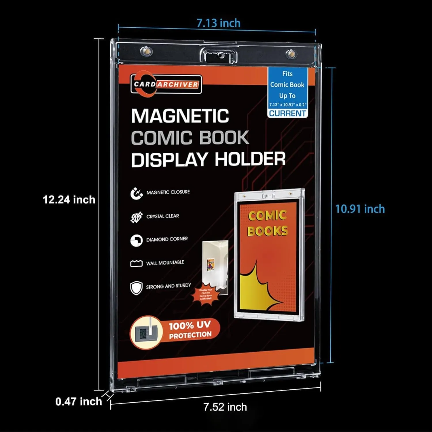 2ct Current Magnetic Display-Cases - Crystal Clear One Touch Comic-Book Holders, UV Protection Slab Protectors, Premium Wall-Mountable Holders