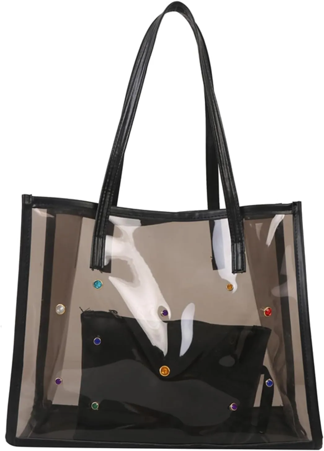 2pieces/set Transparent PVC Shoulder Bag for Women Handbag for Beach Commuting and Shopping