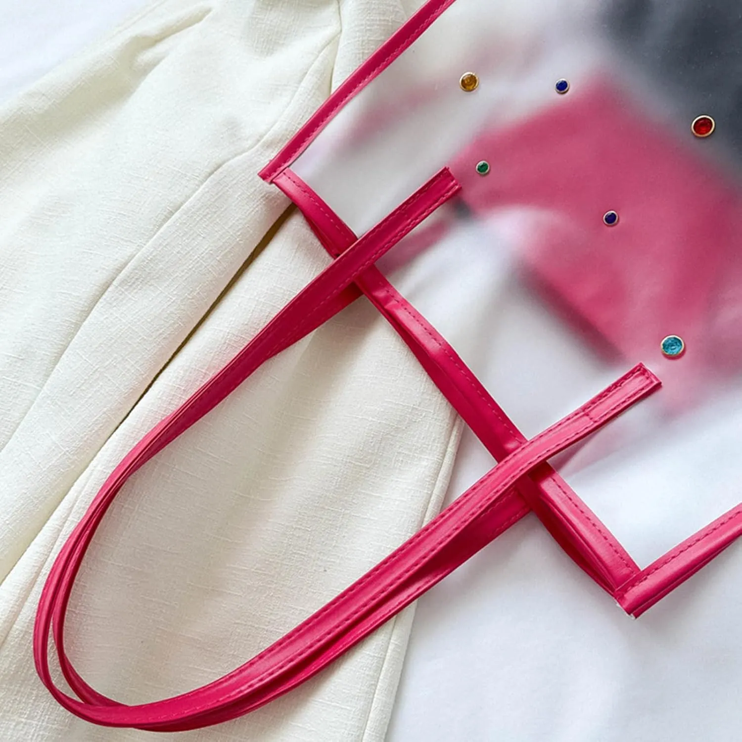 2pieces/Set Transparent PVC Shoulder Bag for Women Handbag for Beach Commuting and Shopping