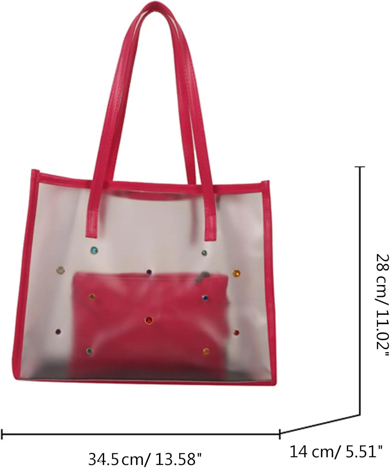 2pieces/Set Transparent PVC Shoulder Bag for Women Handbag for Beach Commuting and Shopping