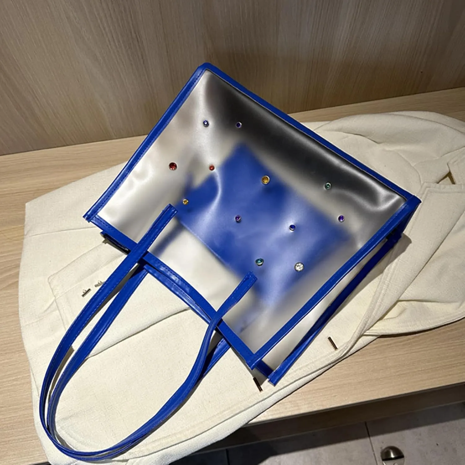 2pieces/Set Transparent PVC Shoulder Bag for Women Handbag for Beach Commuting and Shopping