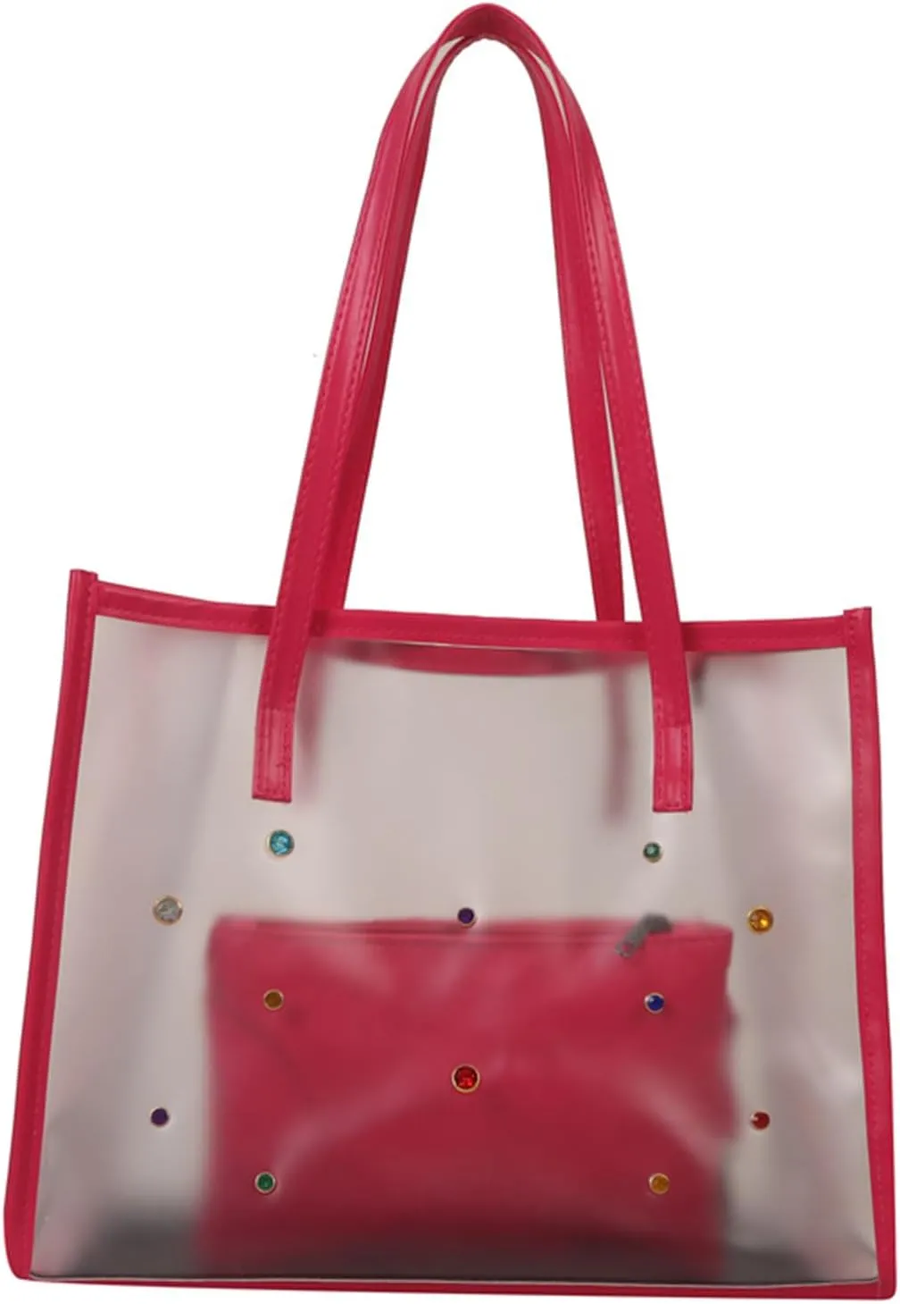 2pieces/Set Transparent PVC Shoulder Bag for Women Handbag for Beach Commuting and Shopping