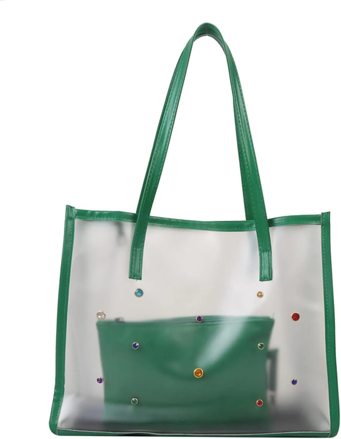 2pieces/Set Transparent PVC Shoulder Bag for Women Handbag for Beach Commuting and Shopping
