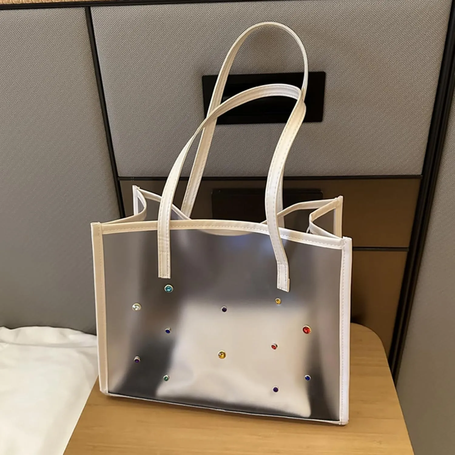 2pieces/Set Transparent PVC Shoulder Bag for Women Handbag for Beach Commuting and Shopping