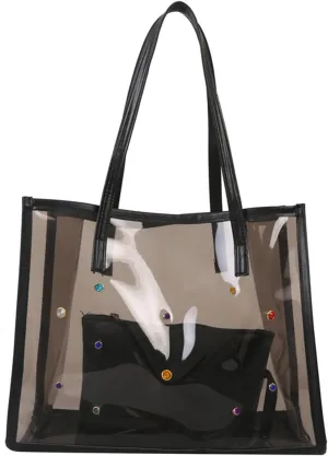 2pieces/set Transparent PVC Shoulder Bag for Women Handbag for Beach Commuting and Shopping