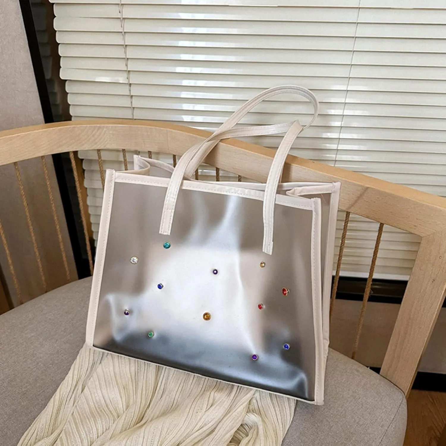 2pieces/set Transparent PVC Shoulder Bag for Women Handbag for Beach Commuting and Shopping