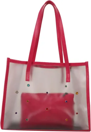 2pieces/Set Transparent PVC Shoulder Bag for Women Handbag for Beach Commuting and Shopping