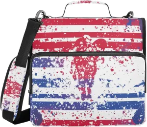 3 Rings 1.5 inch Zipper Binder with Shoulder Strap Easy to Carry Document Organizer Bag for Middle School Purple Heart Day Soldier